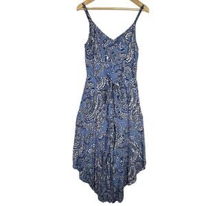 Ivy Street Harem Style Wide Legs Side Pockets Paisley Handkerchief Jumpsuit